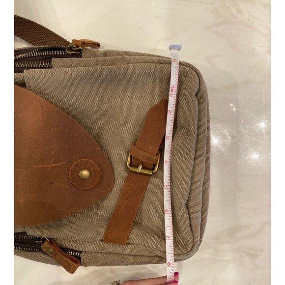 KL928 Canvas & Leather Bag Sling Crossbody Backpack Purse Multi compartment - Picture 12 of 12